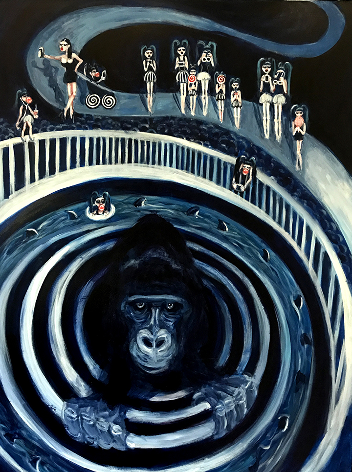 SURREAL animal painting of gorilla at zoo